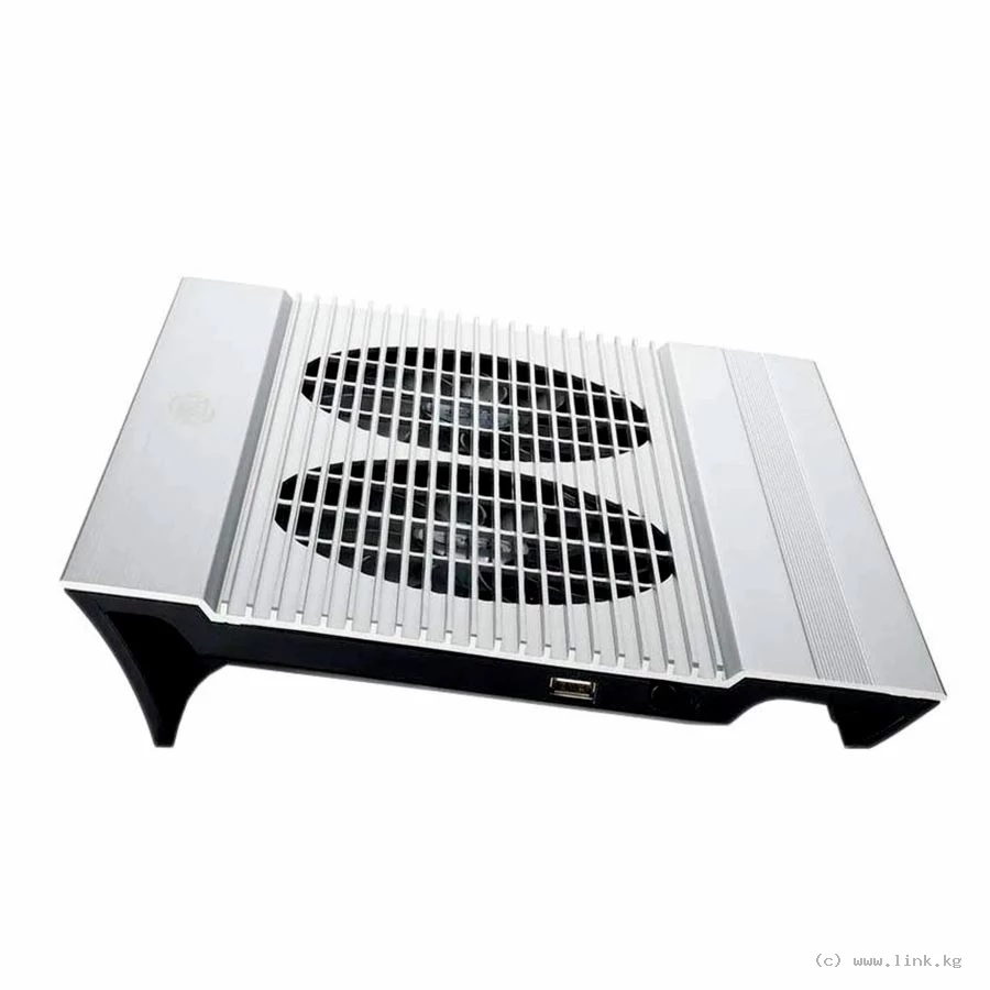 Охлаждающая подставка для ноутбука Deepcool N8 Silver DP-N24N-N8SR, 17", Вентилятор 2*14см, 1000±10%RPM, 4*USB 2.0, 25,1дБл, Габариты 380х278х55мм, Серебристый
