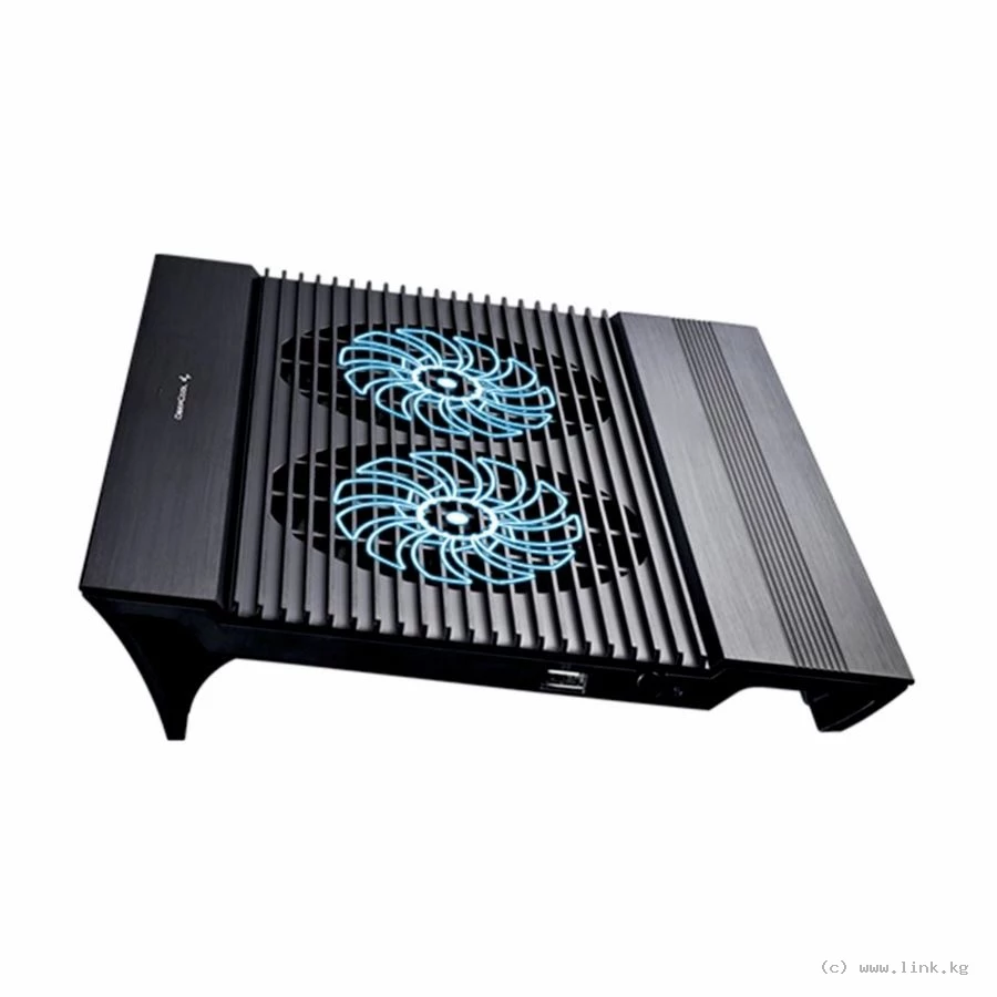Охлаждающая подставка для ноутбука Deepcool N8 Black DP-N24N-N8BK, 17", Вентилятор 2*14см, 1000±10%RPM, 4*USB 2.0, 25,1дБл, Габариты 380х278х55мм, Чёрный