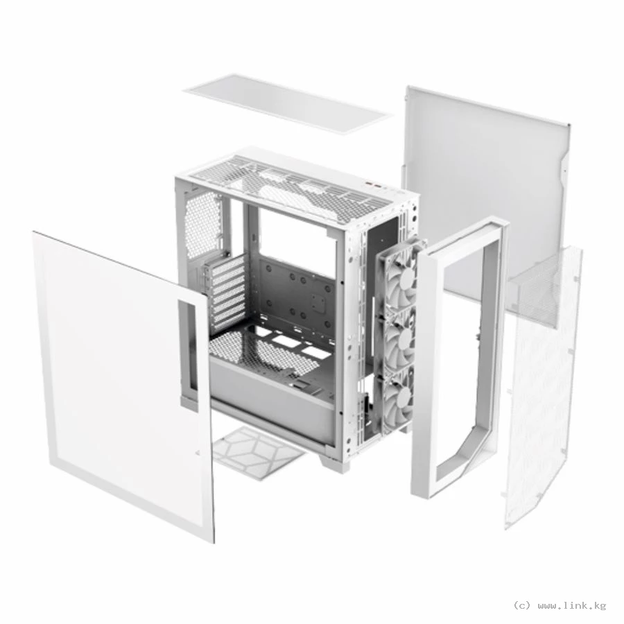 Корпус PC Cooler C3 D510 ARGB WH ATX 2xUSB 3.0, HDAudio, 2x2,5" SSD, 2x3,5" HDD, 3x120mm ARGB FAN, Tempered Glass, 454x220x490mm, White