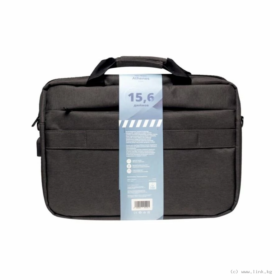 Сумка для ноутбука Deluxe Athenes 15.6" (A7955), 15.6", Лёгкая, Усиленные ручки, Внешнее отделение на молнии, Органайзер, 2 внутренних отделения, карман на молнии, Уплотнённые стенки, Полиэстер, встроенный USB шнур, Серый