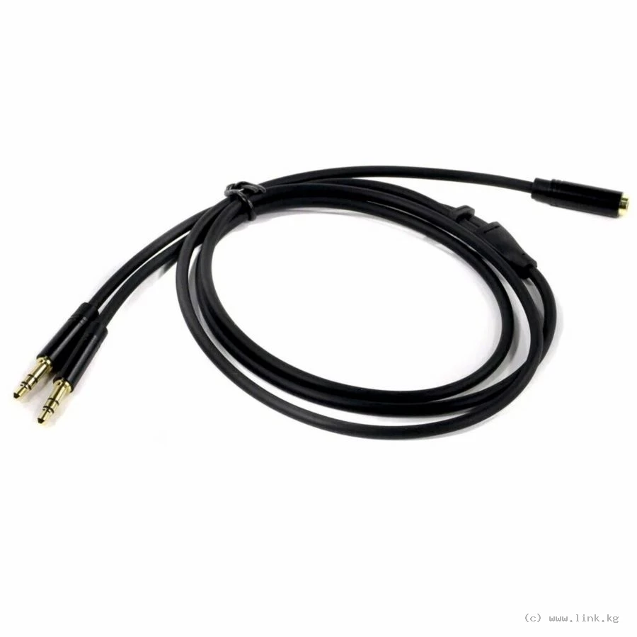 Кабель-разветвитель для наушников VENTION stereo plug (3,5mm 4pin to 2*3,5mm) 1m-BBDBF