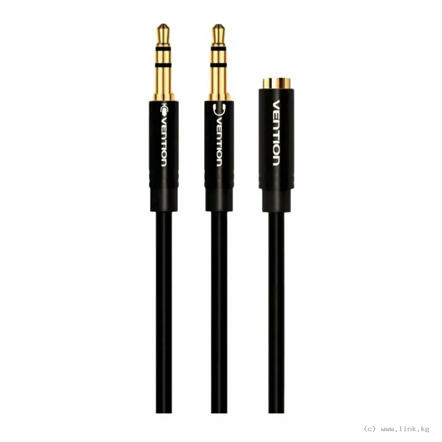Кабель-разветвитель для наушников VENTION stereo plug (3,5mm 4pin to 2*3,5mm) 1m-BBDBF