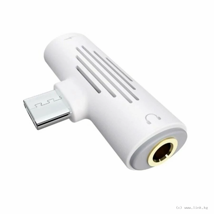 Адаптер для наушников B&P phone+mic (2*3,5mm to 3,5mm 4pin) белый