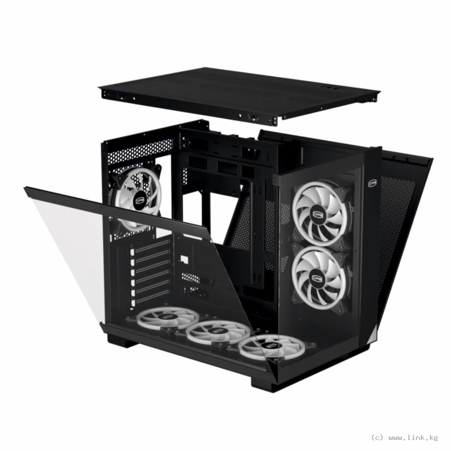 Корпус PC Cooler C3 T500 ARGB BK ATX 1xUSB 3.1, Gen2 Type-C, 2xUSB 3.0,HDAudio,2x2,5" SSD, 2x3,5" HDD, with 6 FANS,Tempered Glass,415x295x368mm, Black