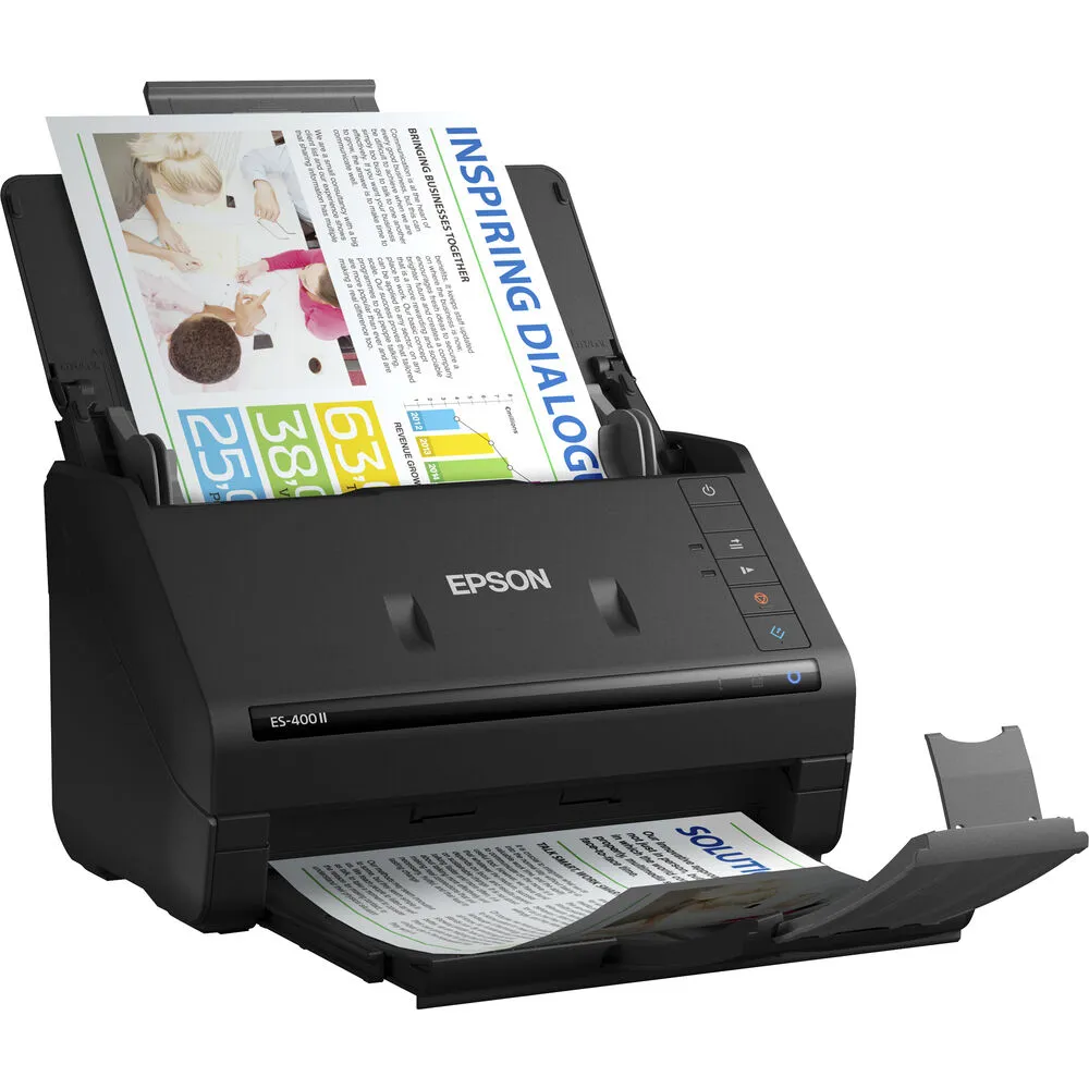 Протяжной сканер документов Epson WorkForce ES-400 II (CIS, A4 Color, 600dpi, 35ppm, 70ipm, DADF-50 page, duplex, 30-bit input/ 24-bit output, USB3.0, Black)