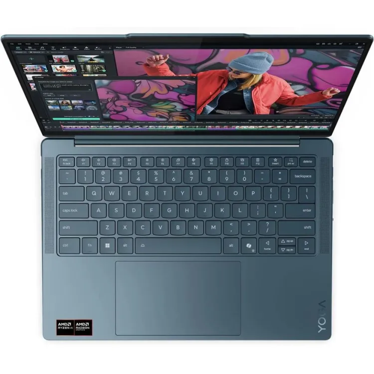 Ноутбук Lenovo Yoga 7 [14"], (AMD Ryzen AI 5 340 6/12, 4.80ГГц, 16МБ, 4нм), 24ГБ DDR5, 1000ГБ NVME, 14" OLED + Touch 1920x1200, DOS, Бирюзовый