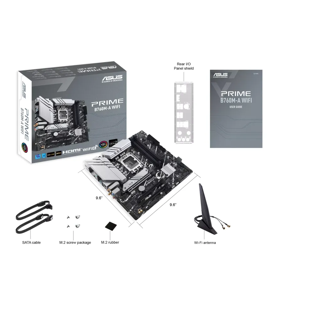 Матплата ASUS PRIME B760M-A D4-CSM, LGA1700, Intel B760, 4xDDR4 PC42600, 3xPCI-E 3.0x16, Sound8Ch, GLAN, 4SATA+2M.2, RAID, mATX, USB-C, 7USB3.2+9USB2.0, 2xHDMI, DP